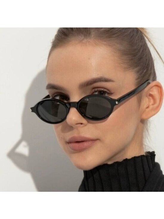 Saint Laurent SL751 JEANNE 001 Sunglasses Black Oval Frame, Black Lenses main image 12